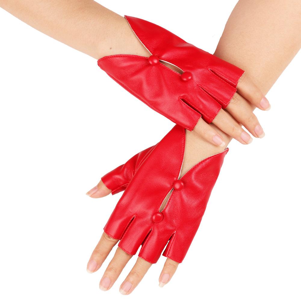 

Новые кожаные перчатки без пальцев Европейские и американские женские перчатки с полупальцем Сценические перчатки для ночного клуба, для танца на пилоне One Size