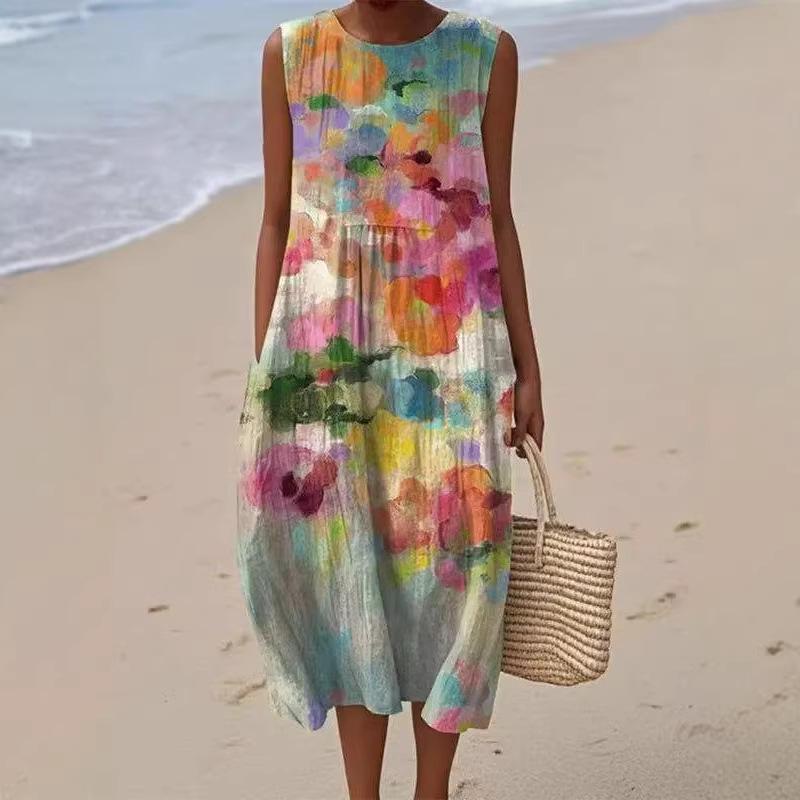 2025 Women's Autumn Solid Color Casual Dress – Customizable Print Option Available