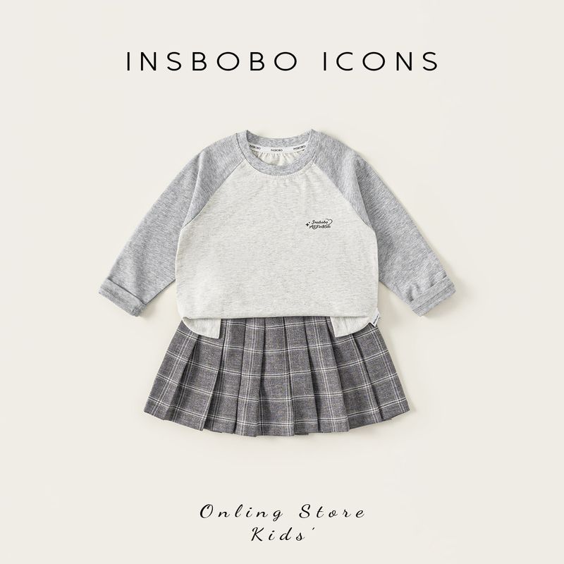 Insbobo Girls  Suit Spring and Autumn Baby Suit Dress 2026 New Children s Clothing Early Spring Outfit Trendy Children s Wear Gray 80 cm