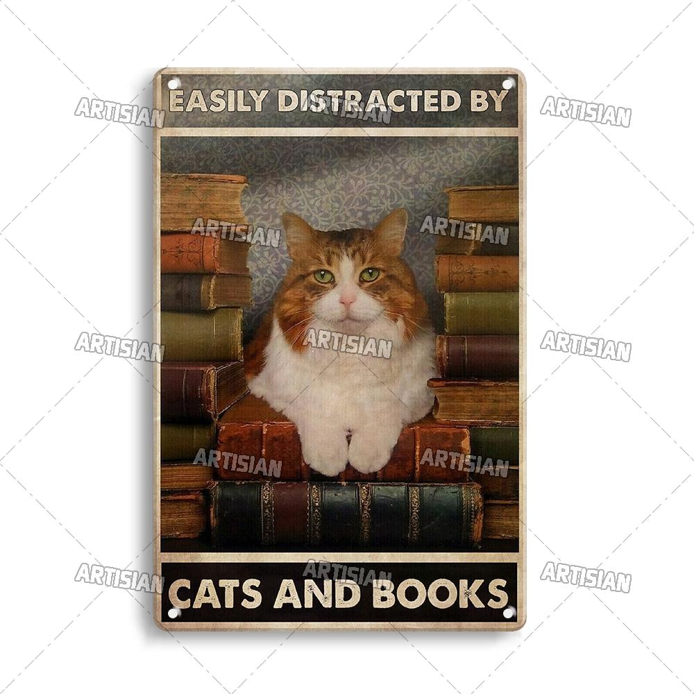 Artisian Animal Sign Black CAT Retro Metal Poster Funny Pet Vintage Decorative Tin Plate Garage Bar Pub Club Home Wall Decor