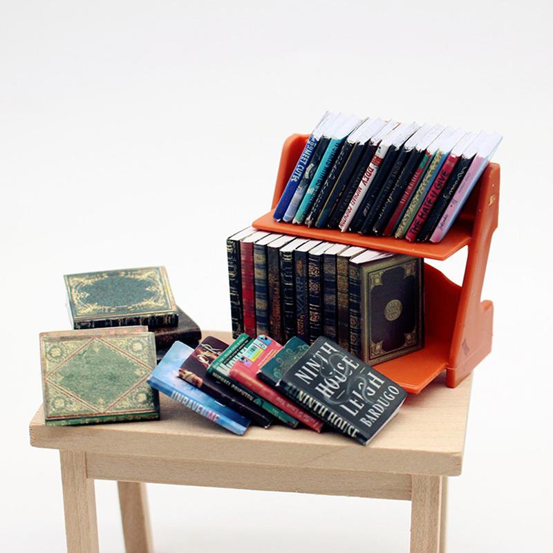 New 1:12 Dollhouse Simulation Mini Books Bookcase Bookshelf Model Dollhouse Study Room Decoration Dolls House Accessories Toys