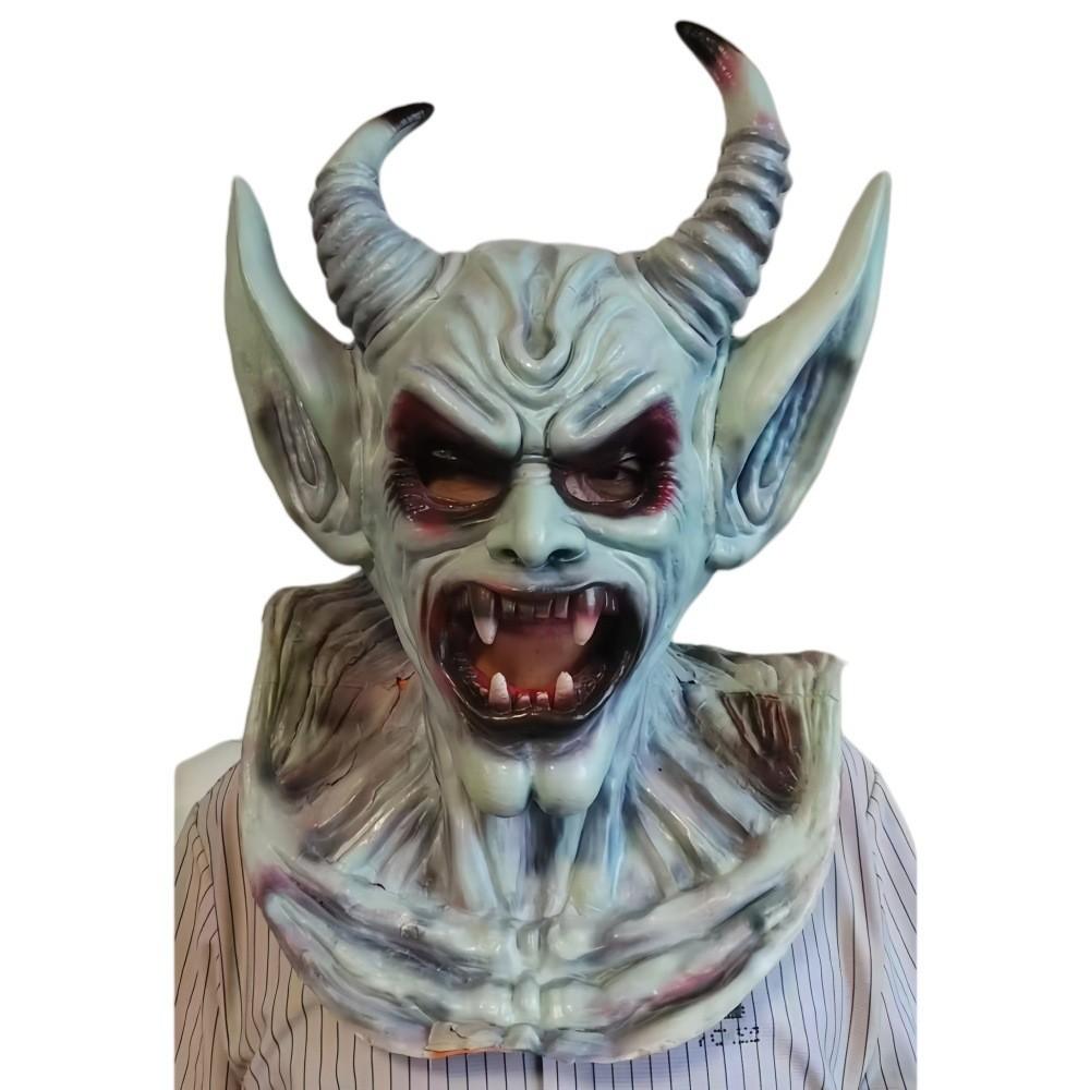Satanic Latex Mask For Halloween Cosplay With Horns For Costume Parties