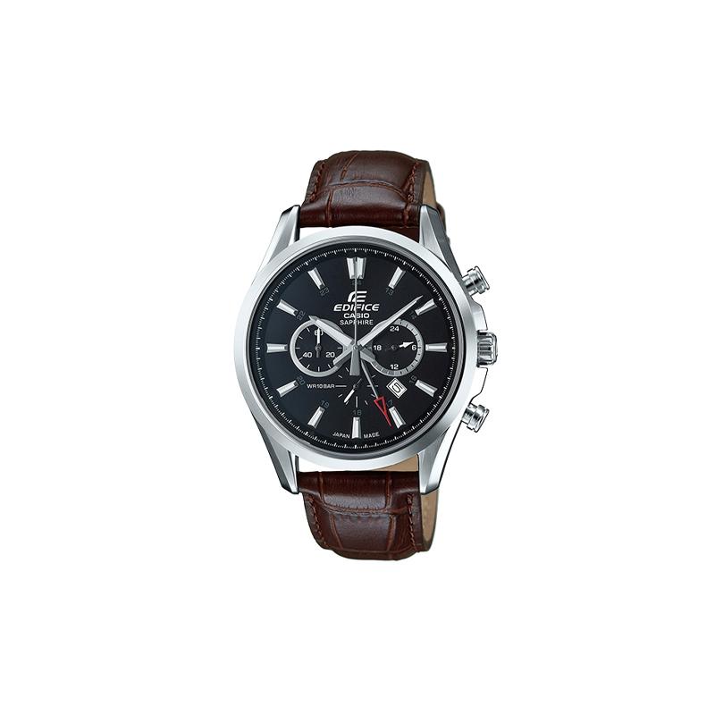 

Casio EDIFICE series, classic three-hand three-eye design, fashionable quartz movement, leather strap, Japanese and Korean watch, men s EFB-504JL-1A синий