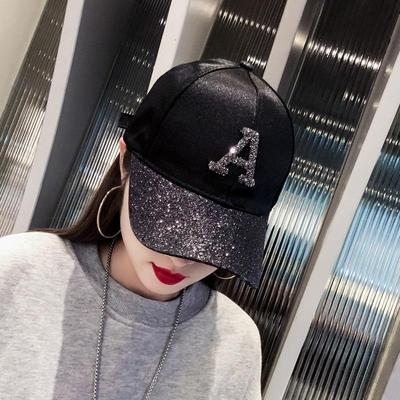 Damen Glitzer Strass Baseballkappe mit Sonnenschutz - Trendiges Entenschnabel-Design für Frühling/Sommer