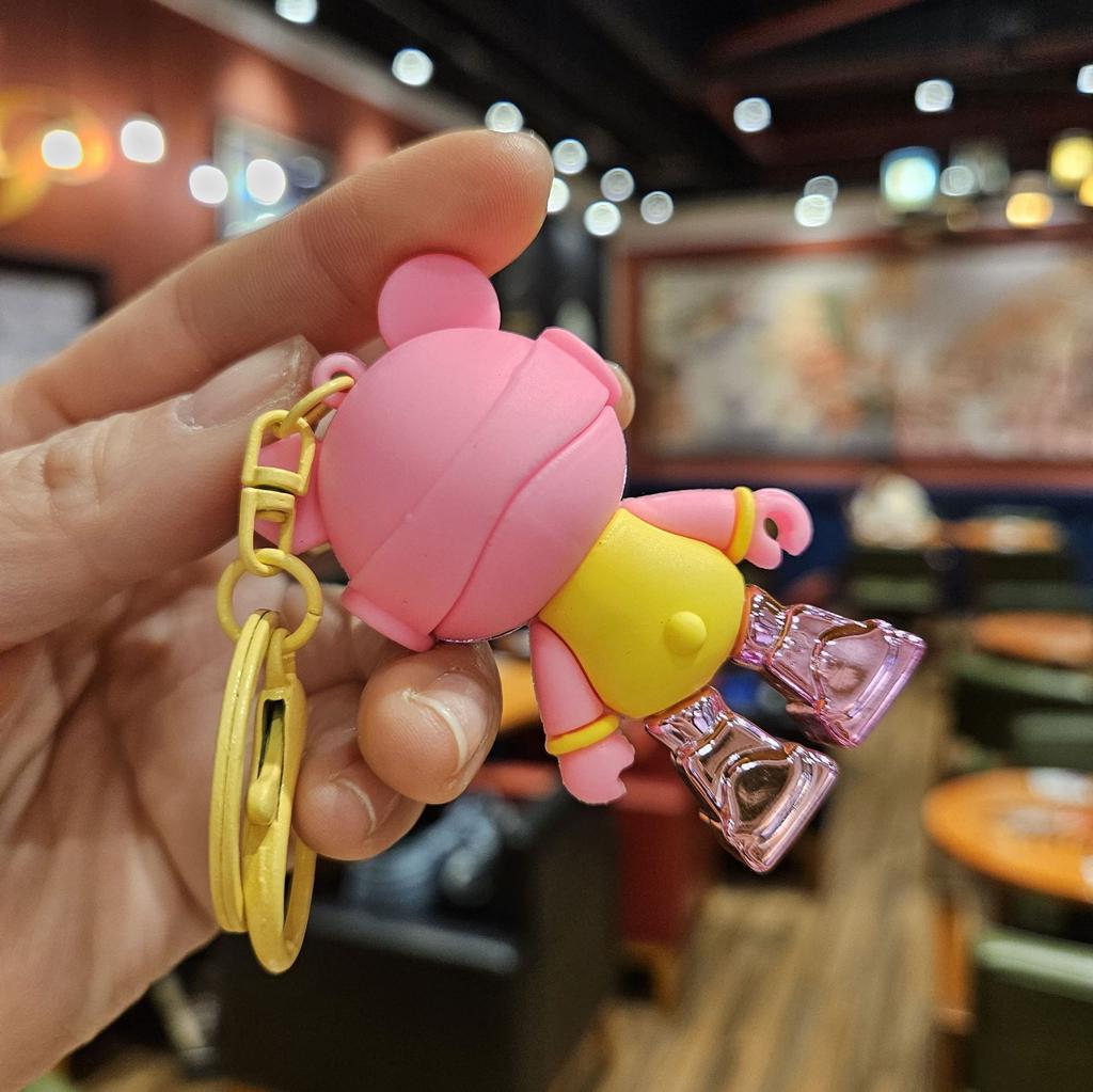 Kreativní Kreslená Sluchátka Sestava Medvěd Klíčenka Cool Mechanický Medvěd Přívěsek na Klíče Ozdoba na Tašku