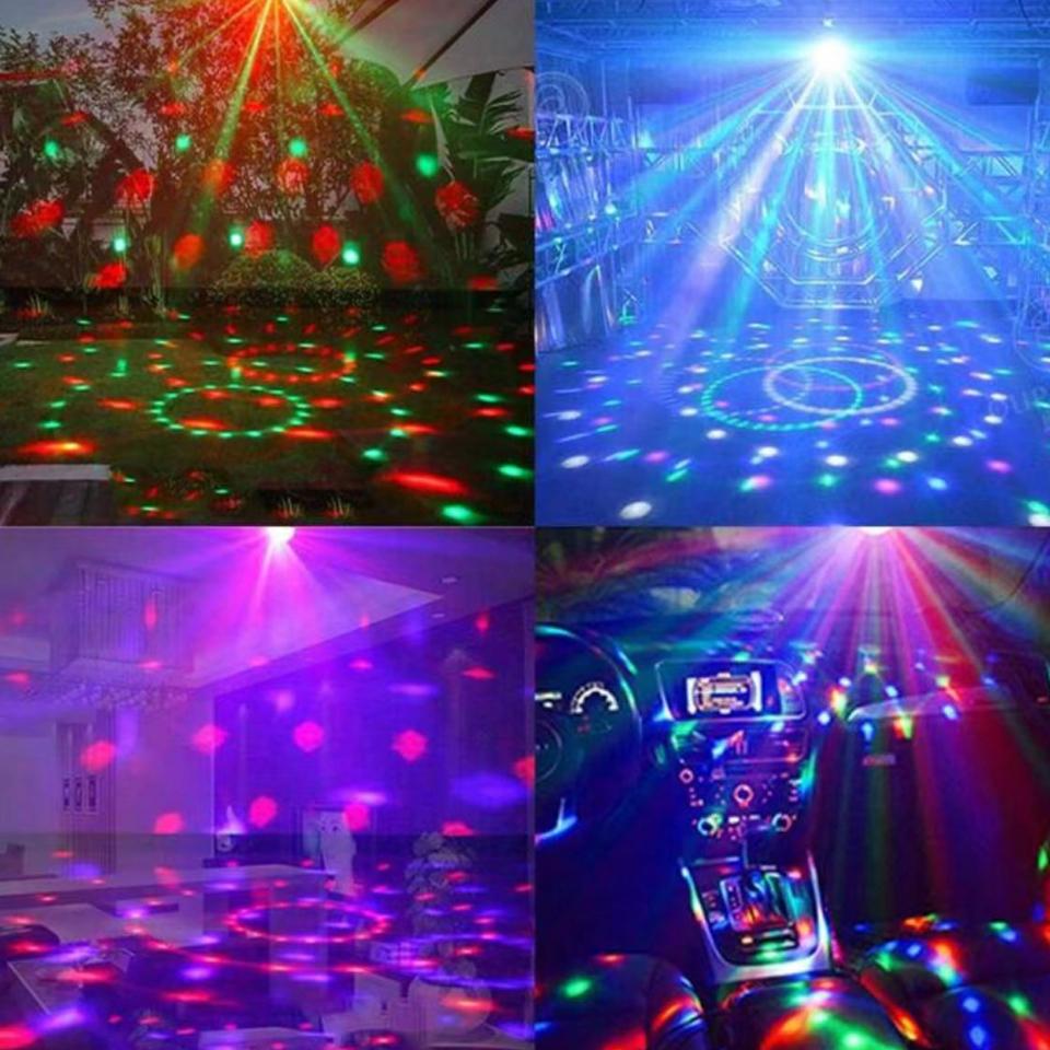 7 Colors ABS Crystal Magic Ball Light Sound Activated Led Stage Light with Remote Control Strobe Lamp for Family Parties and Holiday Celebrations