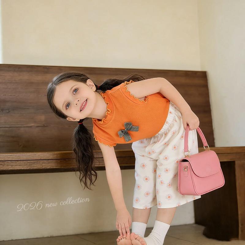 Girls' Summer Sports Sleeveless Top & Wide-Leg Pants Two-Piece Set
