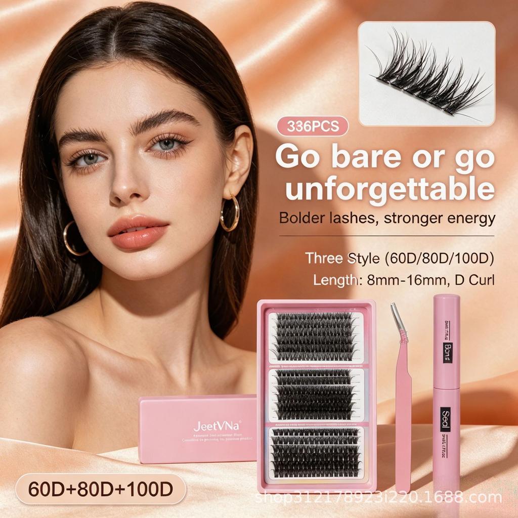 False Eyelash Set Glue Single Cluster Dense Glue-Free Exaggerated Super Long Whole Large Capacity Eyelash Book