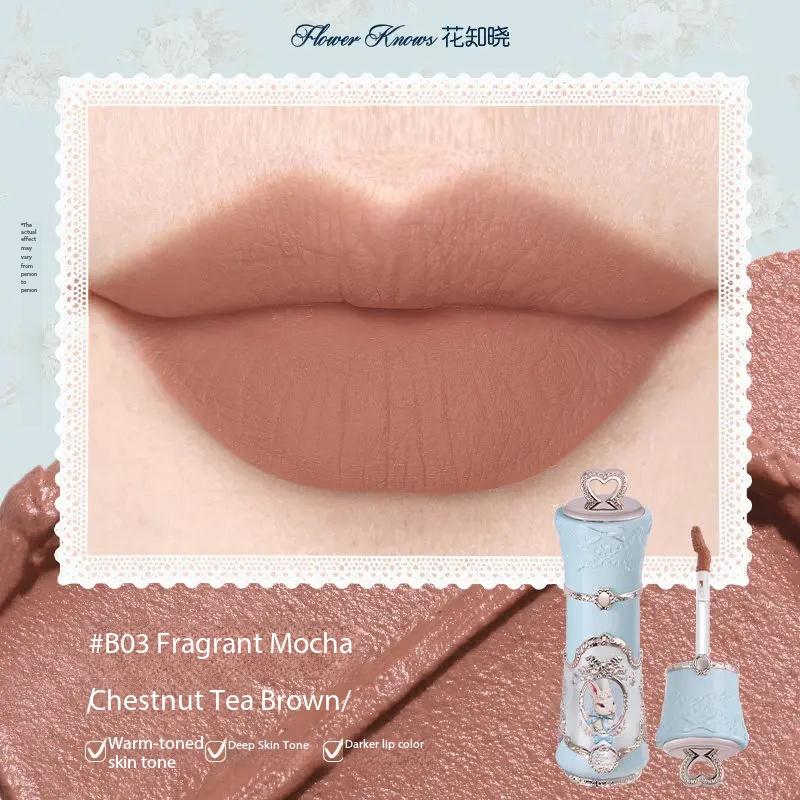 Flowerknows Garden Makeup Tekutá rtěnka na rty, Dlouhotrvající matná rtěnka pro až 12hodinové nošení, Sametový tekutý rtěnka, Lesk na rty, Hydratační přípravek