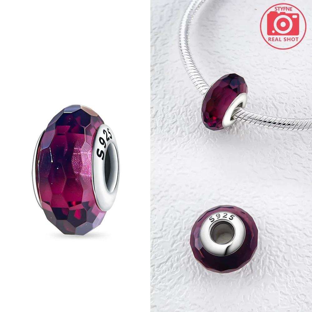 Original Rosa Glasperlen Blaue Romantische Perlen 925 Silber Charms für Frauen DIY Schmuckherstellung Armband Passend