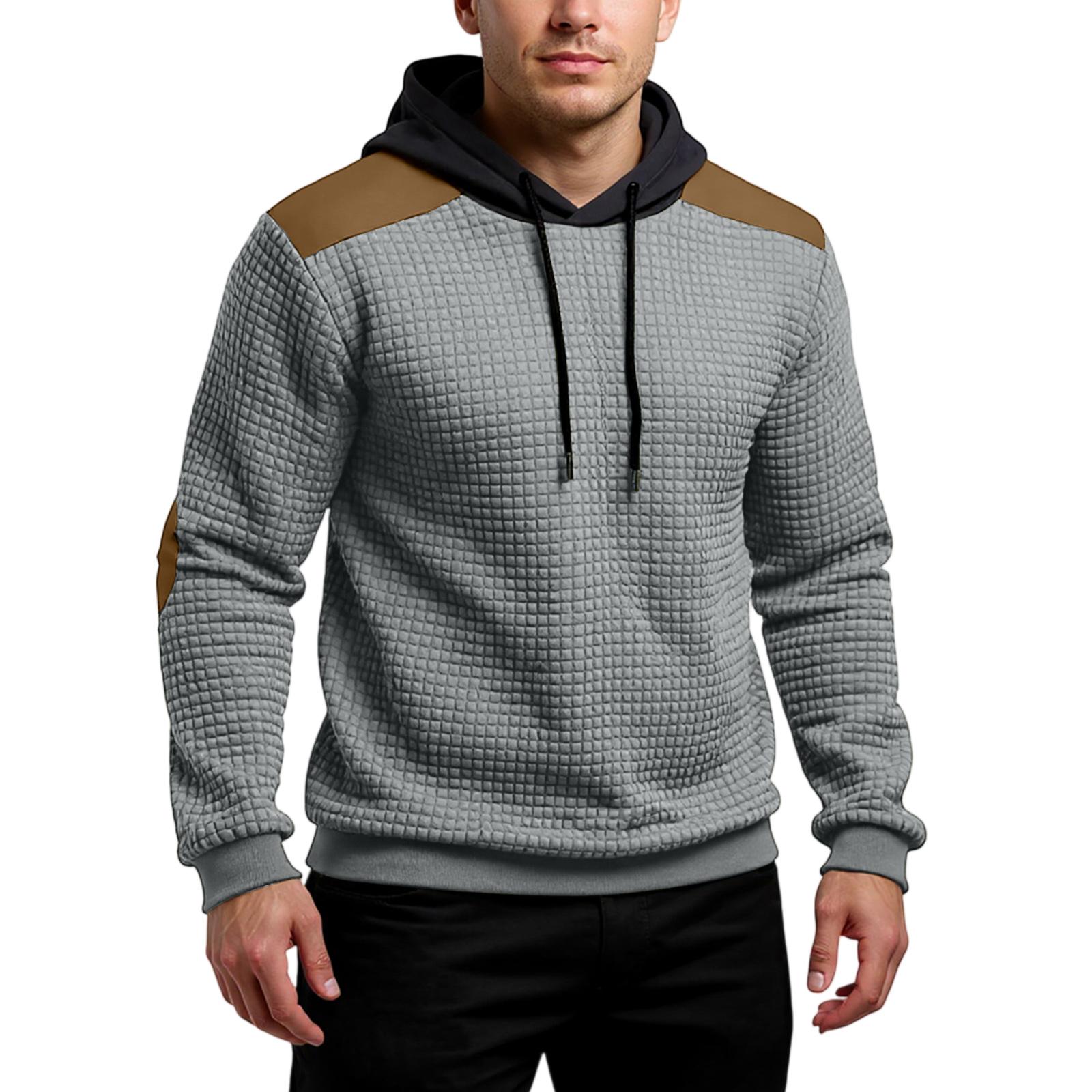 

Мужская толстовка с капюшоном, толстовка контрастного цвета, спортивная повседневная куртка XL светло-серый