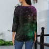 Women's Fashion Casual Round Neck 3/4 Sleeve Loose Printed T-Shirt Ladies Top