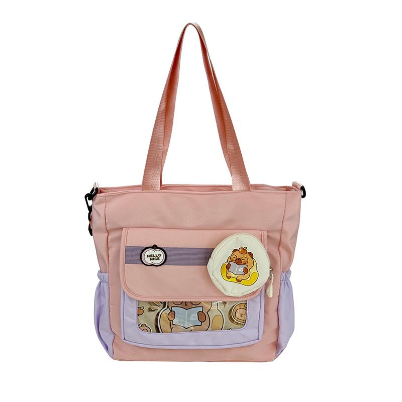 Contrasting color splicing primary and secondary school students cute class make-up storage bag Japanese new two-dimensional girl shoulder bag