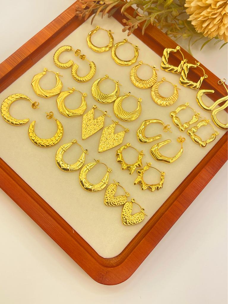 Multi-Style Vintage New Design 18K Gold Plated Irregular Earring Waterproof Stainless Steel Huggie Hoop Jewelry for Women