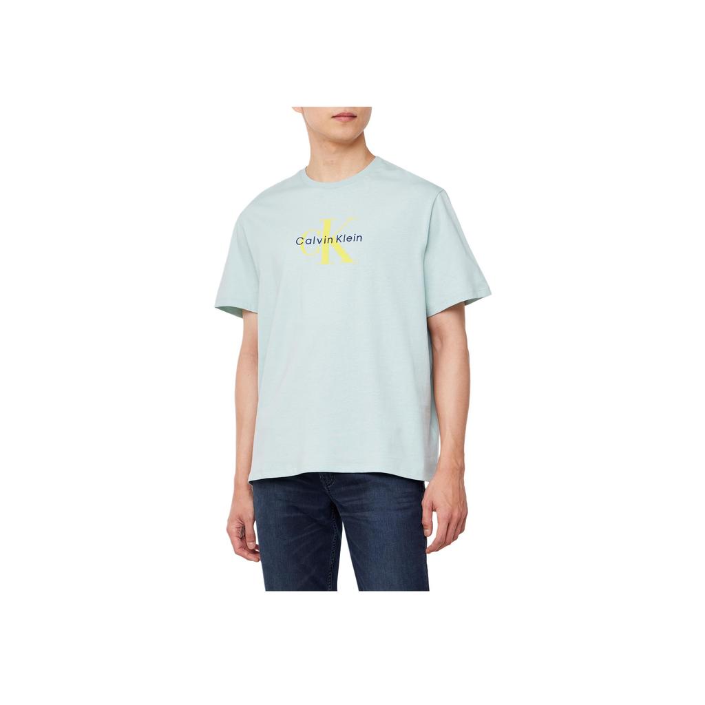 Calvin Klein Ss25 Letter Print Pattern Round Neck Short Sleeve T-Shirt Men T-Shirts Light-Blue 4RB862GPCT