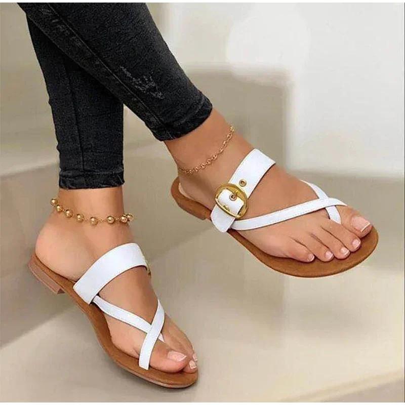 Modische Hausschuhe Für Damen Zehentrenner Sommer Sandalen Mit Schnalle Lässige Damen Strandschuhe Frau Flip-Flops Damen 2026 Quadratische Absätze