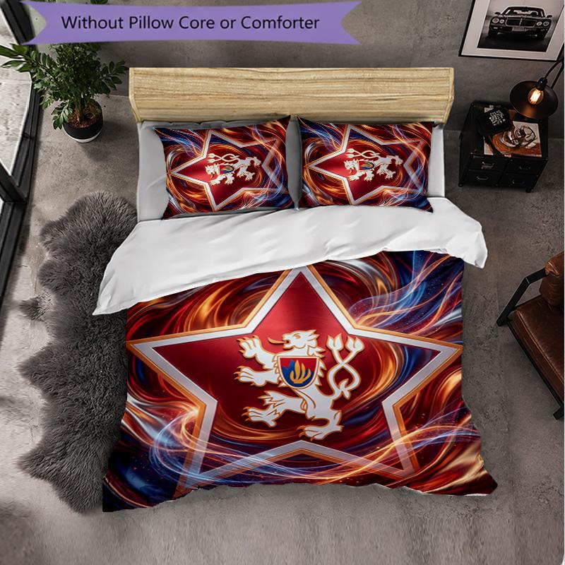Czech Republi Football Pattern 3 Pieces Bedding Set Soft Microfiber Duvet Cover with Pillow Cases for Bedroom