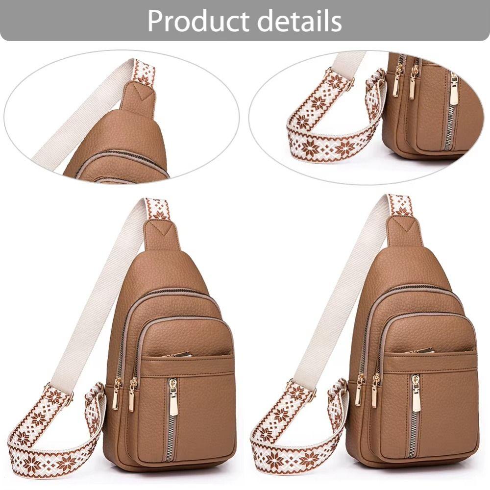 PU Leather Bohemian Chest Bag Vintage Outdoor Shoulder Bag Fashion Women's Handbag Camping