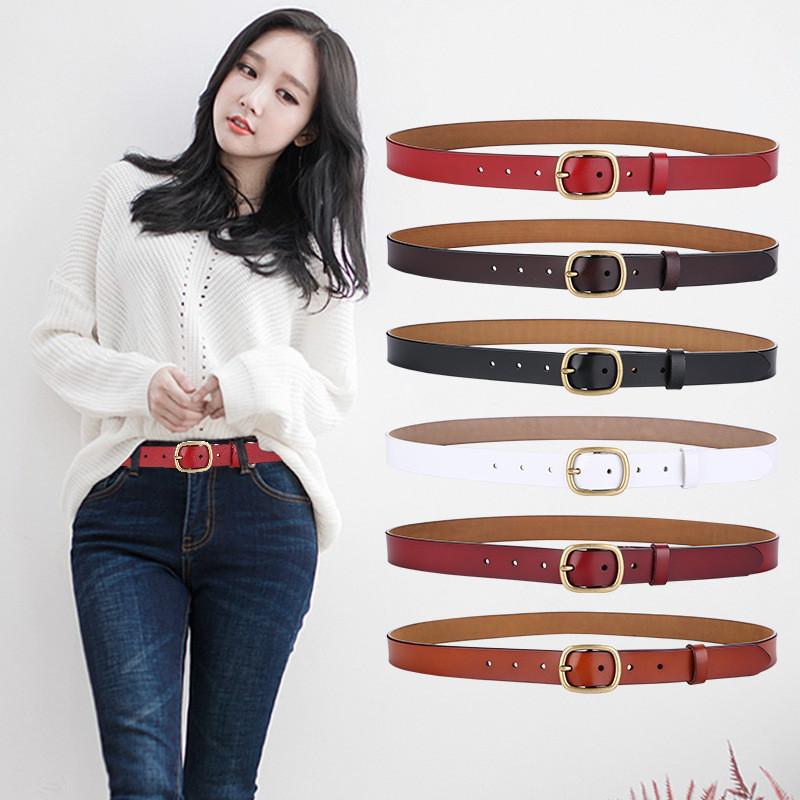 Womens Second Layer Leather Belt With Metal Buckle For Jeans And Skirts Spring Summer Accessory