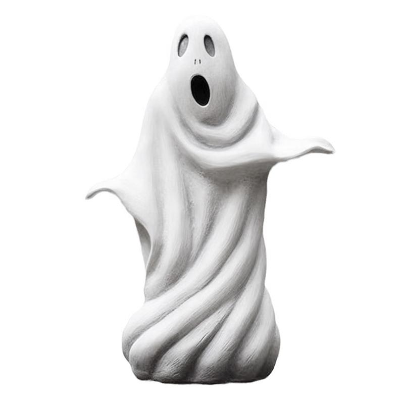 

AEE4-Ghost Statue, White Resin Garden Ghost Sculpture Halloween Decorations, Ghost Figurines For Home Room Desk Decor A Easy To