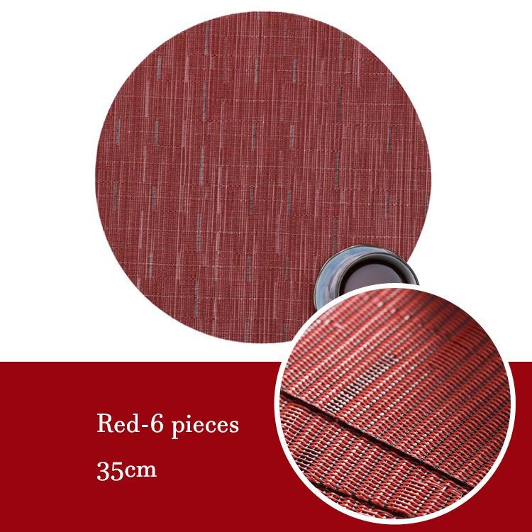 Sada 6 ks PVC prostírání, prostírání na stůl, tepelně izolační podložka, kulaté omyvatelné prostírání, dekorace na stůl, 35 cm