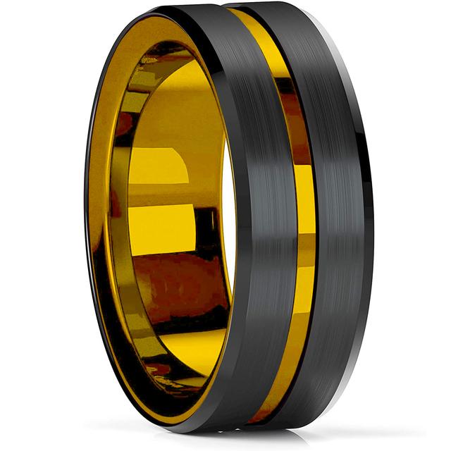Mode 8mm Männer Rote Nut Abgeschrägte Kante Edelstahl Keltischen Drachen Ring Zirkon Inlay Rot Carbon Fiber Ring Männer hochzeit Band