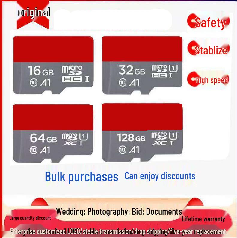 High-Speed Flash Memory Card: 16GB, 32GB, 64GB, 128GB for Dashcams and Surveillance Devices