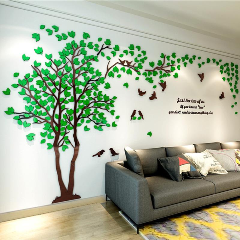 Adesivo da parete a specchio acrilico albero 3D decalcomanie arte fai da te TV sfondo poster da parete decorazione della casa camera da letto soggiorno adesivi