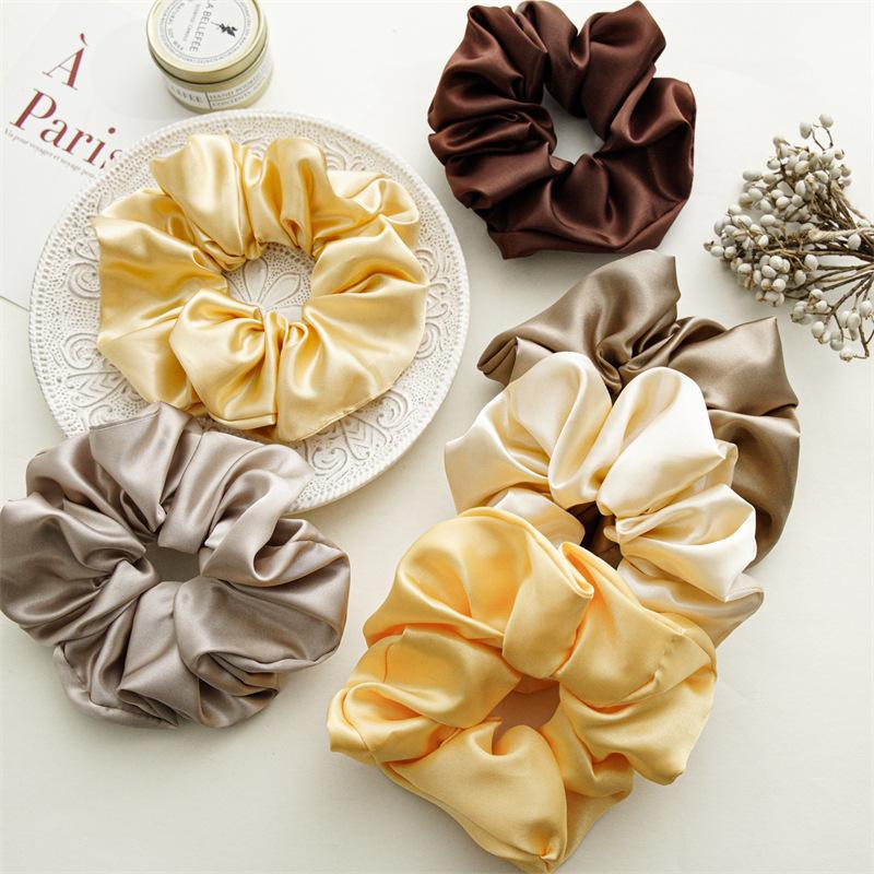18cm Übergroße Satin Scrunchies Einfarbig Elastisches Haarband Damen Mädchen Pferdeschwanzhalter Accessoires Schicke Haargummis