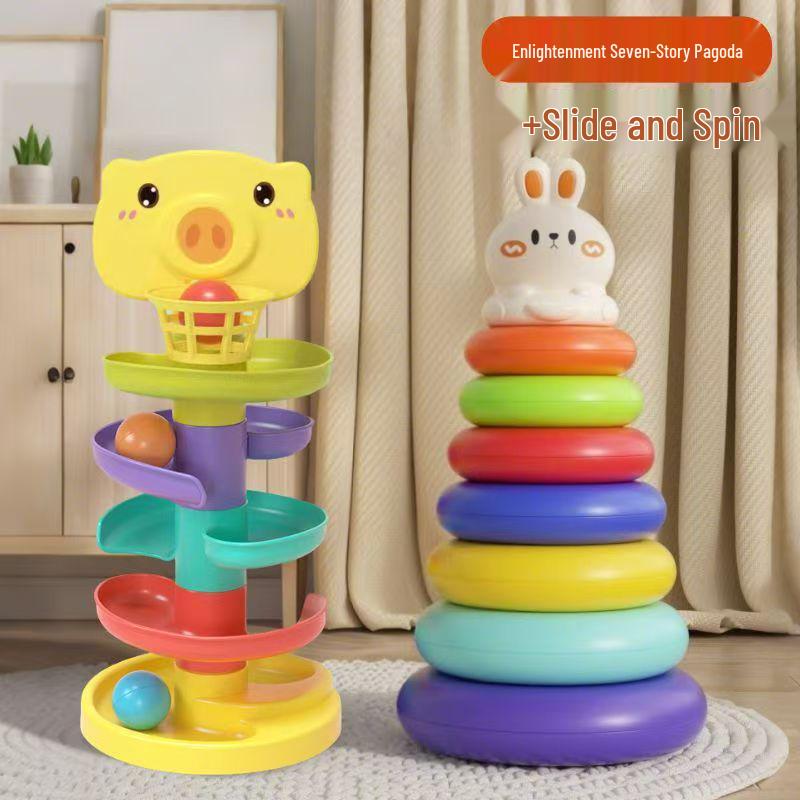 Pädagogische Regenbogen-Stapelringe für Babys und Kleinkinder (1-2.5 Jahre)