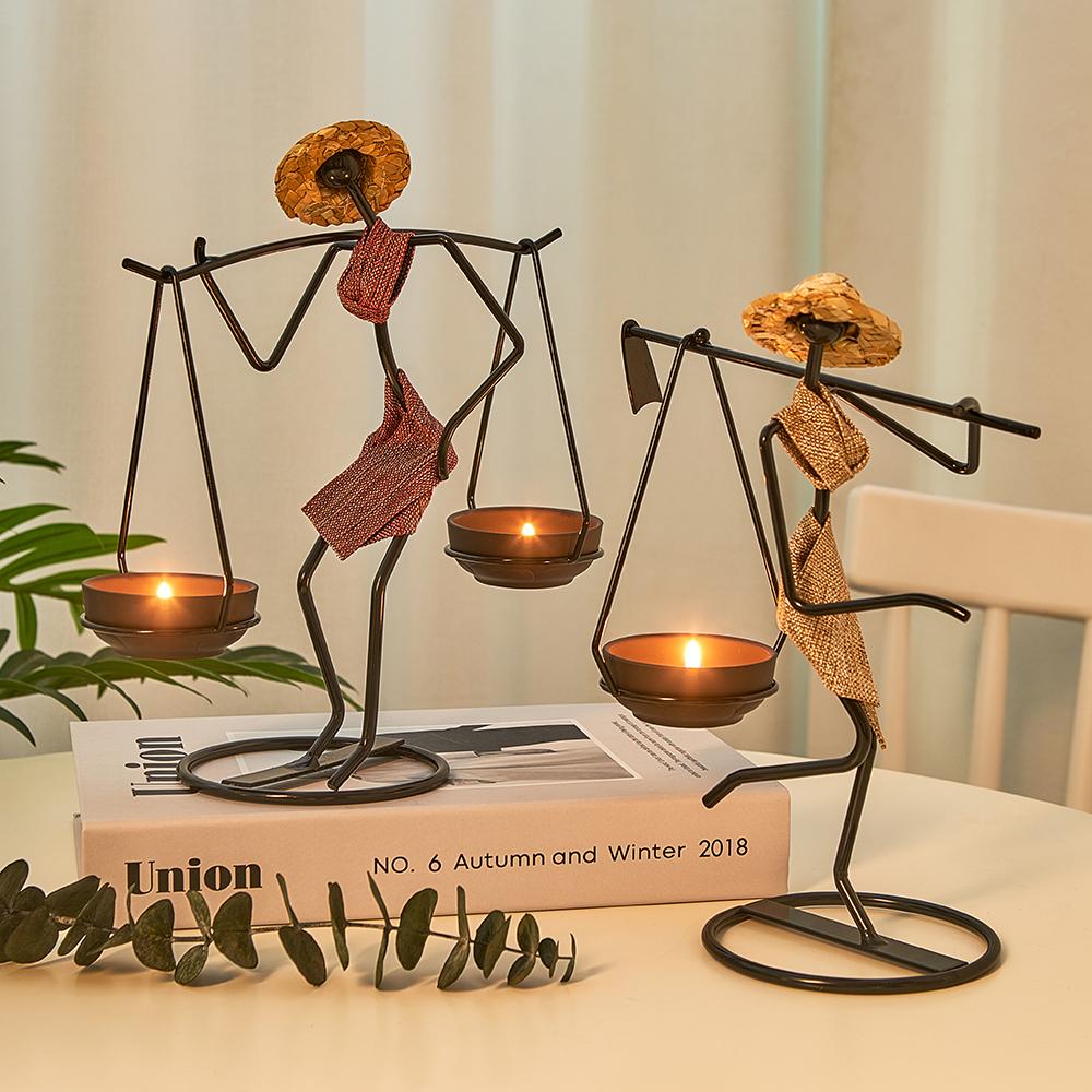 Vintage Iron Candlestick Decoration Nordic Light Luxury Candlelight Dinner Romantic Small Decoration