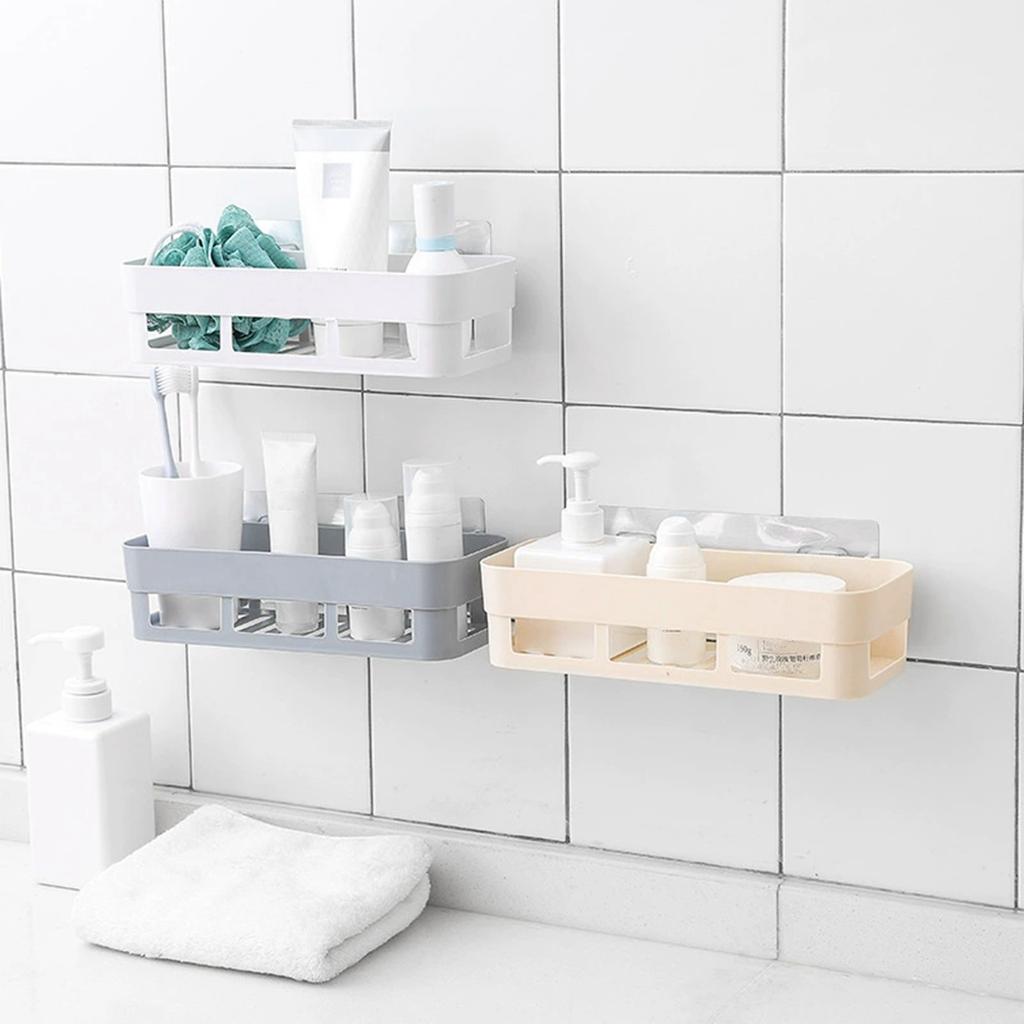 Bathroom Kitchen Shelf, Plastic Suction Shelf, Non Perforated Adhesive Bathroom Storage Shelf