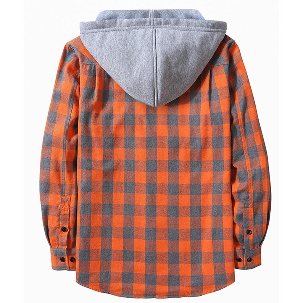 Herren-Sweatshirt mit kariertem Hemd und Kapuze, Knopf-Sweatshirt, lässiges Mode-Sweatshirt für Herren