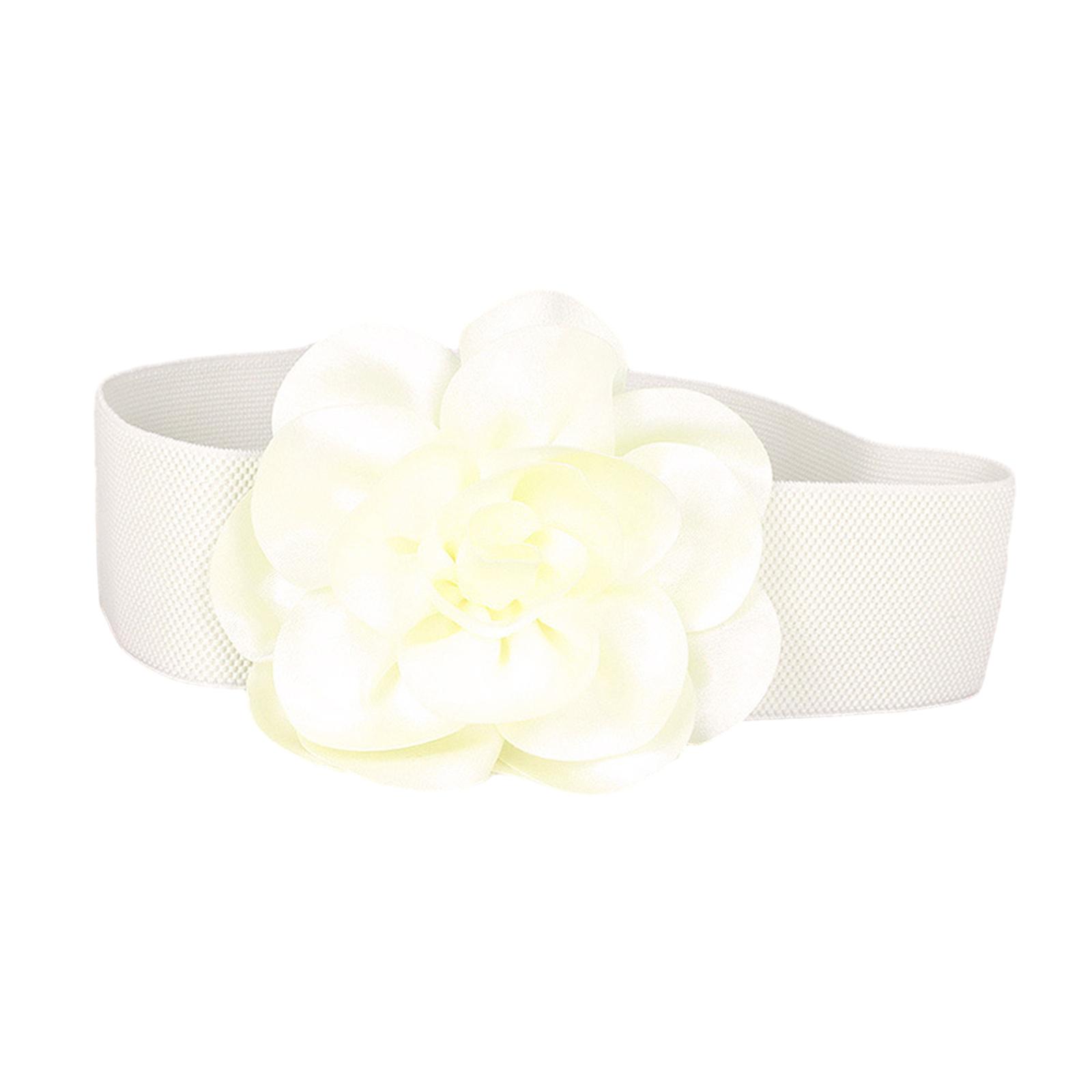 

Wide Belt for Dress Elastic Waist Belt Big Flower Cinch Belt Waistband Elegant белый