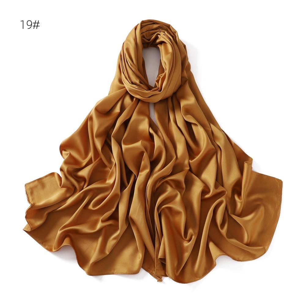 New Luxury Medine Silk Scarf For Women Muslim Plain Hijab Long Shawls Big Size Headscarf Wraps Islamic Turban Headband Bandana