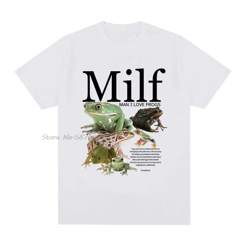 

MILF I Love Frogs TShirt Funny Frog Amphibian Love Vintage Tshirt Oversized Tees Fashion Graphic Streetwear Cotton Men T Shirt S