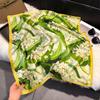 French Light Luxury Floral Small Square Scarf Simulation Silk Printing Silk Scarf Headscarf Women's Spring and Summer Scarf Temperament Scarf Scarf N