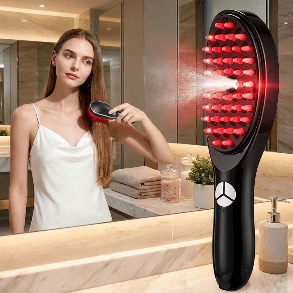 Red Light Blue Light Scalp Massager Ultrasonic Vibration Spray Massage Comb Gift for Girlfriend