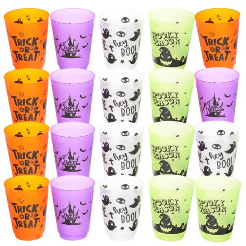 Lurrose Halloween Theme Plastic Cups, 20-Pack, Reusable Party Drinking Cups, Available In Various Colors, Durable and Stable Construction
