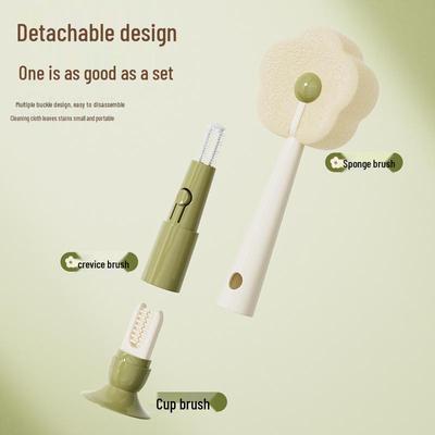 Multi-Functional Long-Handled Bottle and Nipple Cleaning Brush, Detachable 3-in-1 Design for Household Use