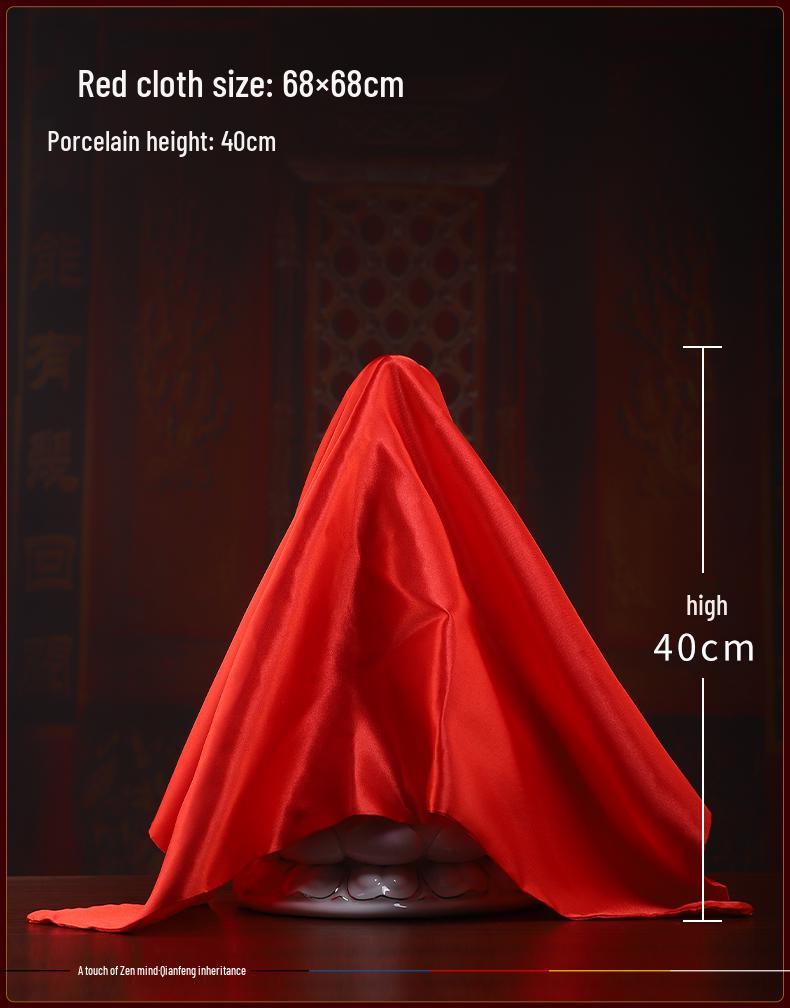 Buddha and Bodhisattva Statue with Red Silk Cloth Covering for Head and Body