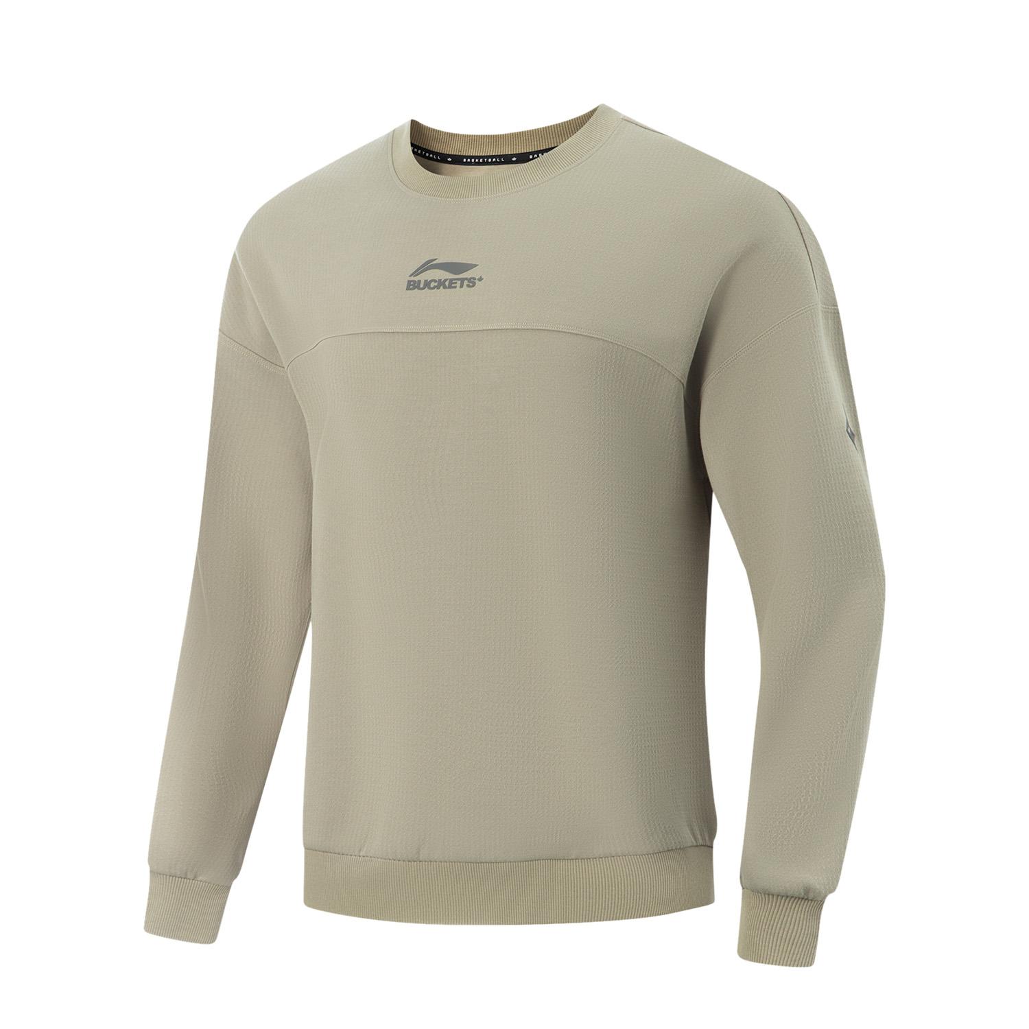Li Ning Sweatshirts Men s Solo Green Crew Neck Moderate Regular AWDV545-3 M