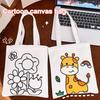 DIY Coloring Canvas Bag Cute Animal Plant Space Designs Kids Tote Reusable Shopping Tote for Children School Outing Picnic