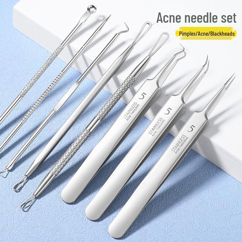 Stainless Steel Ultra-Sharp Blackhead & Acne Extractor Tweezers Set