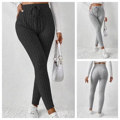 Casual Every Day Stretchy Women Drawstring Leggings High Waist Solid Color Breathable Sports Leggings Soft Comfortable