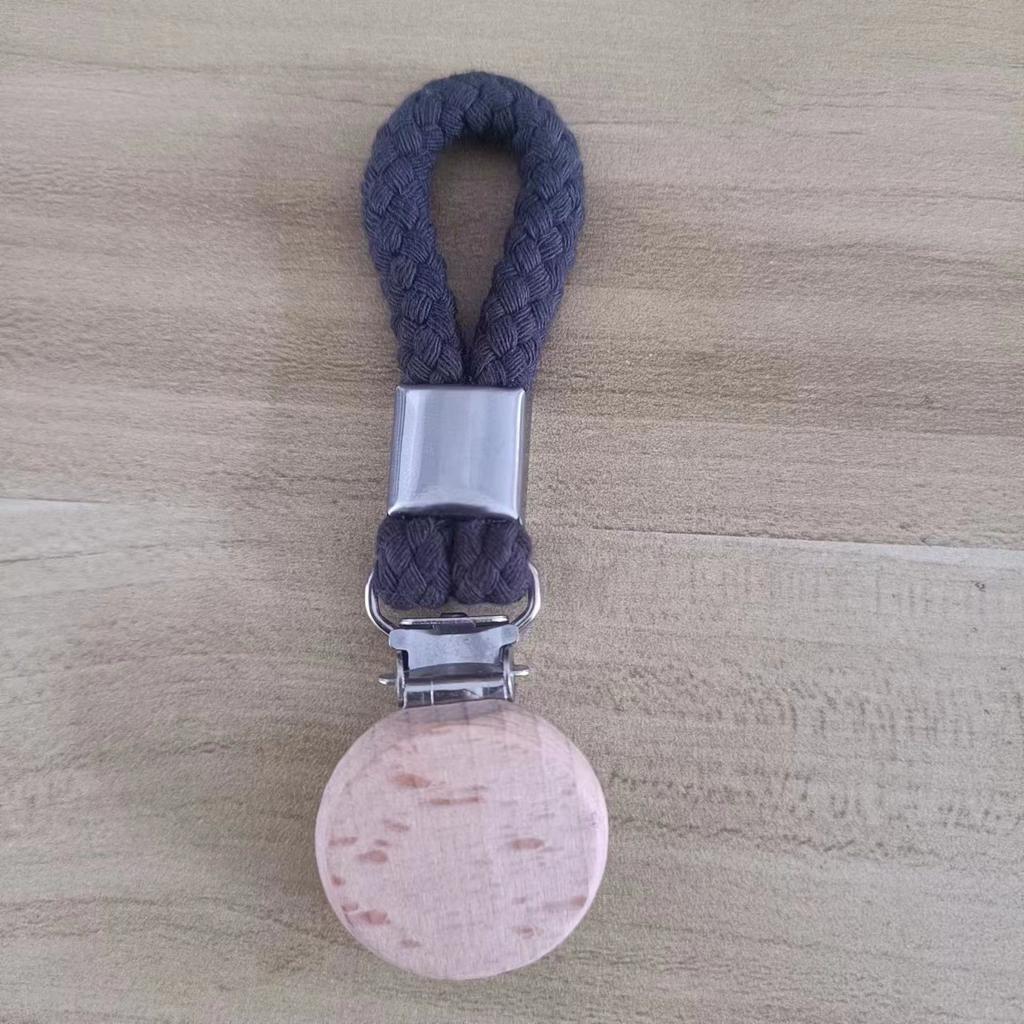 1/2pcs Multi Functional Non Perforated Kitchen Towel Clip, Woven Rope, Beech Wood Round Head Storage, Bathroom Clip