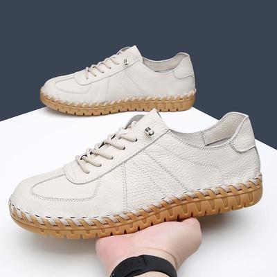 Men's Genuine Cowhide Leather Casual Shoes, Soft Sole, Comfortable for Spring, Autumn, Summer, Dad's Shoe with Beef Tendon Sole