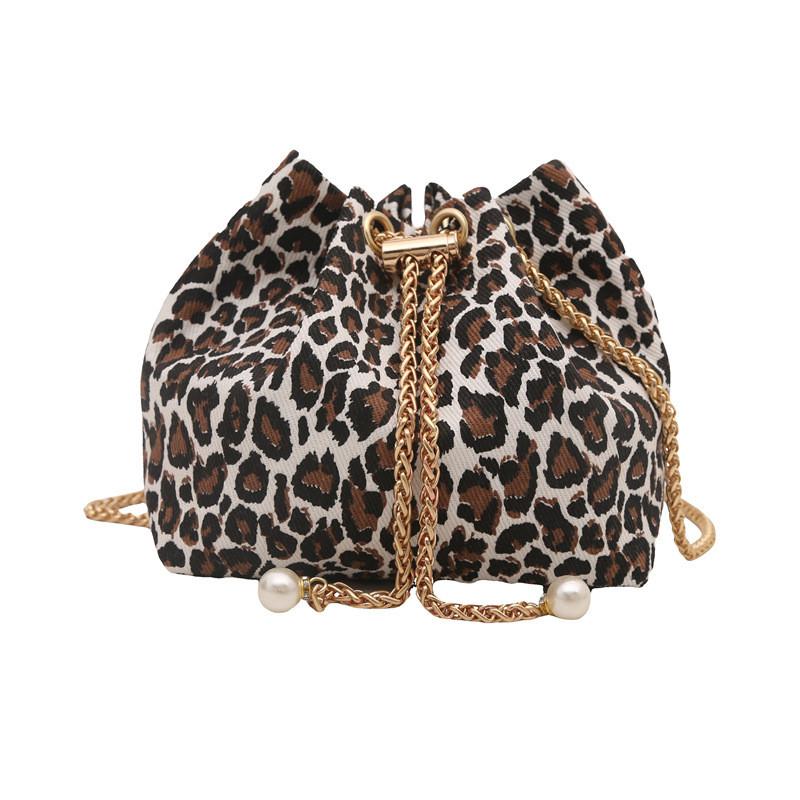 Stylish Casual Commute Chain Crossbody Bucket Bag Women Leopard Print Fall Winter