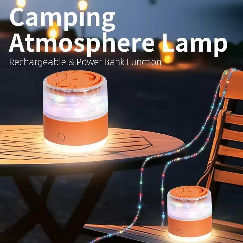 Camping String Lights, Retractable Camping String Fairy Lights Lanterns 10 M with 12 Lighting Modes, 1200 mAh USB Rechargeable
