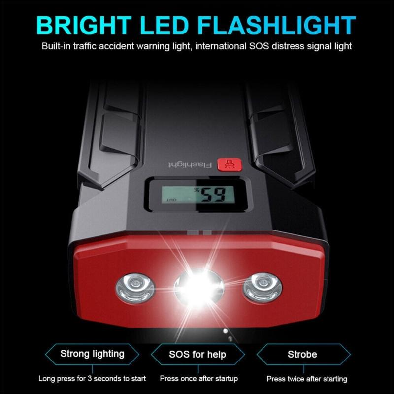 SUV Portable Car Jump Emergency Power Starter Auto Battery Booster Charger Built-in Emergency LED Flashlight Fast Charge